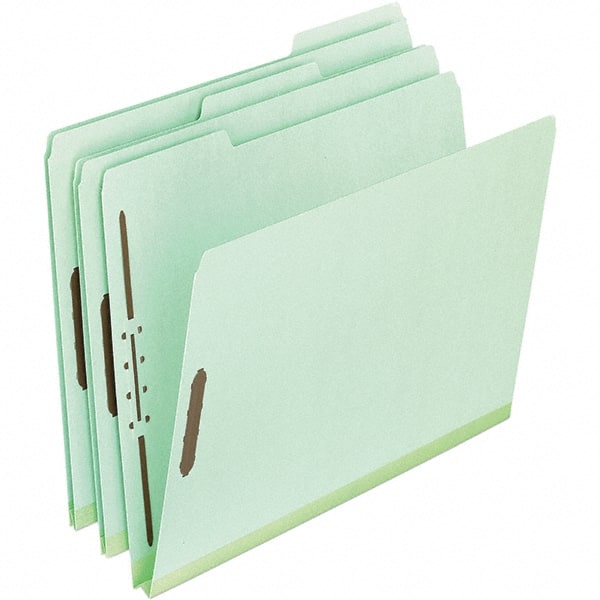 Pendaflex - 8-1/2 x 11", Letter Size, Green, Classification Folders with Top Tab Fastener - 25 Point Stock, Assorted Tab Cut Location - Exact Tooling
