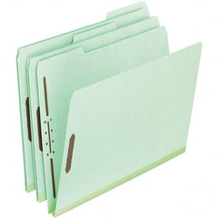 Pendaflex - 8-1/2 x 11", Letter Size, Green, Classification Folders with Top Tab Fastener - 25 Point Stock, Assorted Tab Cut Location - Exact Tooling