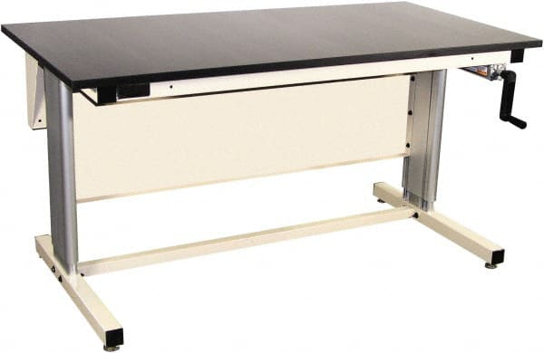 Proline - 60 Wide x 30" Deep x 42" High, Epoxy Resin Workbench - Adjustable Height Legs, Beige - Exact Tooling