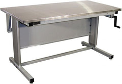Proline - 60 Wide x 30" Deep x 42" High, Stainless Steel Workbench - Adjustable Height Legs, Gray - Exact Tooling