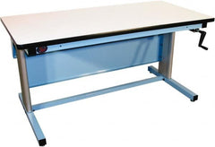 Proline - 60 Wide x 30" Deep x 42" High, Plastic Laminate Workbench - T-Molded Edge, Adjustable Height Legs, Blue - Exact Tooling