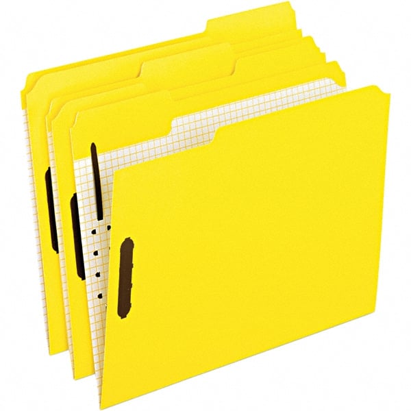Pendaflex - 11-5/8 x 9-1/2", Letter Size, Yellow, File Folders with Top Tab - 11 Point Stock, Assorted Tab Cut Location - Exact Tooling