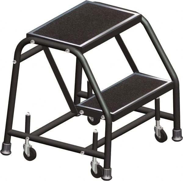 Ballymore - 19" 2 Step Ladder - Rolling Safety Ladder, 450 Lb Capacity, 19" Platform Height, 30" Base Width x 19" Base Depth, Expanded Metal Tread - Exact Tooling