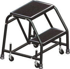 Ballymore - 19" 2 Step Ladder - Rolling Safety Ladder, 450 Lb Capacity, 19" Platform Height, 30" Base Width x 19" Base Depth, Serrated - Exact Tooling