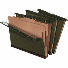 Pendaflex - 8-1/2 x 11", Letter Size, Standard Green, Hanging File Folder - 11 Point Stock, Assorted Tab Cut Location - Exact Tooling