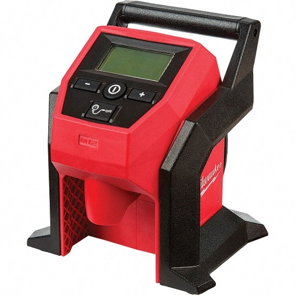 Milwaukee Tool - 12 Volt Automatic Tire Inflator Tool - 120 psi, 26" Hose Length, Tool Only, Auto Shut-Off, Compact, Portable, Anti-Vibration Feet, Weather Resistant, Impact Resistant - Exact Tooling