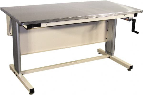 Proline - 72 Wide x 30" Deep x 42" High, Stainless Steel Workbench - Adjustable Height Legs, Beige - Exact Tooling