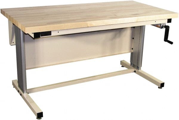 Proline - 60 Wide x 30" Deep x 42" High, Maple Workbench - Adjustable Height Legs, Beige - Exact Tooling