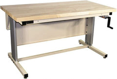 Proline - 60 Wide x 30" Deep x 42" High, Maple Workbench - Adjustable Height Legs, Beige - Exact Tooling
