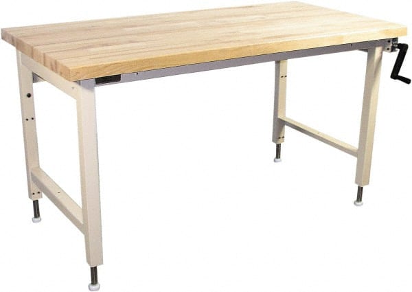 Proline - 60 Wide x 30" Deep x 42" High, Maple Workbench - Adjustable Height Legs, Beige - Exact Tooling