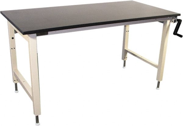 Proline - 60 Wide x 30" Deep x 42" High, Epoxy Resin Workbench - Adjustable Height Legs, Beige - Exact Tooling