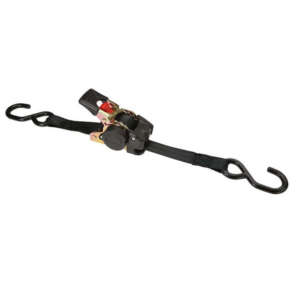 US Cargo Control - Slings & Tiedowns (Load-Rated); Type: Ratchet Tie Down ; Length (Feet): 6 ; Basket Capacity (Lb.): 500 ; Material: Polyester ; Color: Black - Exact Tooling