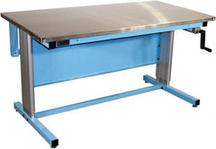 Proline - 72 Wide x 30" Deep x 42" High, Stainless Steel Workbench - Adjustable Height Legs, Blue - Exact Tooling