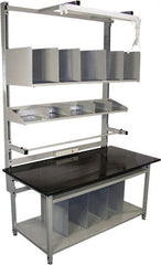 Proline - 60 Wide x 30" Deep x 36" High, Epoxy Resin Workbench - Adjustable Height Legs, Gray - Exact Tooling