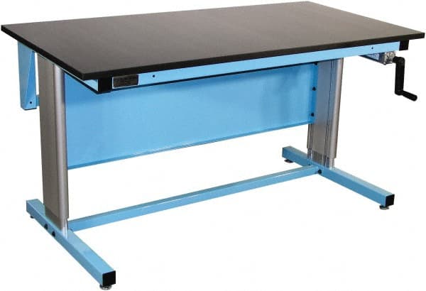 Proline - 60 Wide x 30" Deep x 42" High, Epoxy Resin Workbench - Adjustable Height Legs, Blue - Exact Tooling