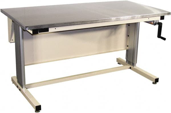 Proline - 60 Wide x 30" Deep x 42" High, Stainless Steel Workbench - Adjustable Height Legs, Beige - Exact Tooling