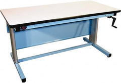 Proline - 60 Wide x 30" Deep x 42" High, Static Dissipative Workbench - T-Molded Edge, Adjustable Height Legs, Blue - Exact Tooling
