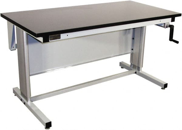 Proline - 72 Wide x 30" Deep x 42" High, Chem-Guard Workbench - Adjustable Height Legs, Gray - Exact Tooling