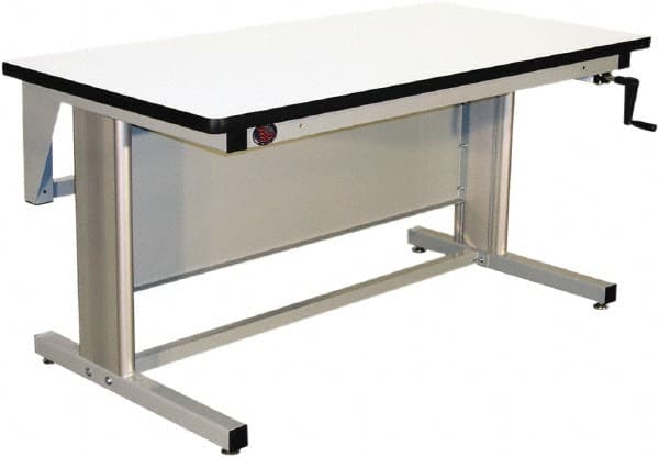 Proline - 60 Wide x 30" Deep x 42" High, Static Dissipative Workbench - T-Molded Edge, Adjustable Height Legs, Gray - Exact Tooling