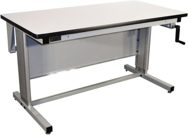 Proline - 72 Wide x 30" Deep x 42" High, Plastic Laminate Workbench - T-Molded Edge, Adjustable Height Legs, Gray - Exact Tooling