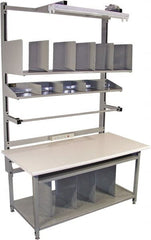 Proline - 60 Wide x 30" Deep x 36" High, Plastic Laminate Workbench - Bull Nose Edge, Adjustable Height Legs, Gray - Exact Tooling