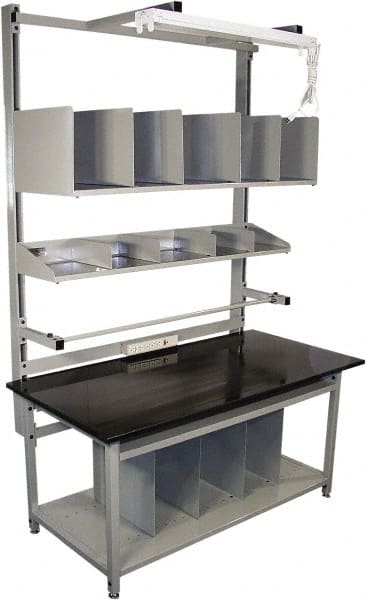 Proline - 72 Wide x 30" Deep x 36" High, Epoxy Resin Workbench - Adjustable Height Legs, Gray - Exact Tooling