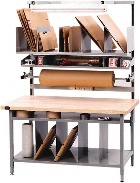 Proline - 72 Wide x 30" Deep x 36" High, Maple Workbench - Adjustable Height Legs, Gray - Exact Tooling