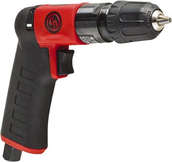 Chicago Pneumatic - 1/4" Reversible Keyless Chuck - Pistol Grip Handle, 2,800 RPM, 0.3 hp, 90 psi - Exact Tooling