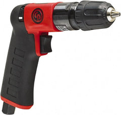 Chicago Pneumatic - 1/4" Reversible Keyless Chuck - Pistol Grip Handle, 2,800 RPM, 0.3 hp, 90 psi - Exact Tooling