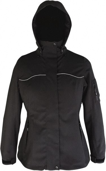 Viking - Size M, Black, Waterproof Jacket - 37" Chest, 4 Pockets, Detachable Hood, Hook & Loop Wrist - Exact Tooling