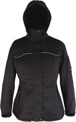 Viking - Size M, Black, Waterproof Jacket - 37" Chest, 4 Pockets, Detachable Hood, Hook & Loop Wrist - Exact Tooling