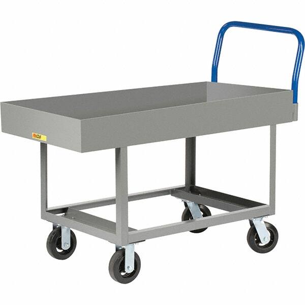 Little Giant - 2,000 Lb Capacity Steel Platform Truck - Steel Deck, 30" OAW, 49-1/2" Platform Length, Mold On Rubber Casters - Exact Tooling