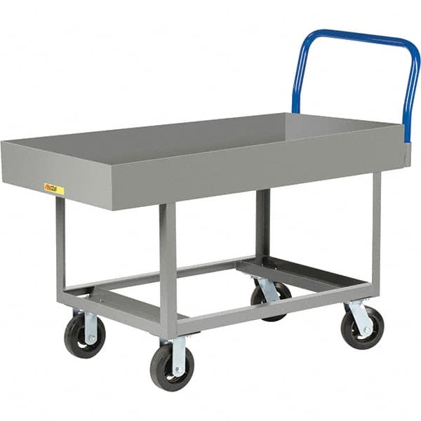 Little Giant - 2,000 Lb Capacity Steel Platform Truck - Steel Deck, 30" OAW, 61-1/2" Platform Length, Mold On Rubber Casters - Exact Tooling