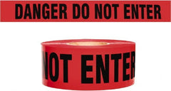 NMC - 135' Long x 3" Wide Roll, 100% Cotton, Red Barricade Tape - Message: Caution - Do Not Enter - Exact Tooling