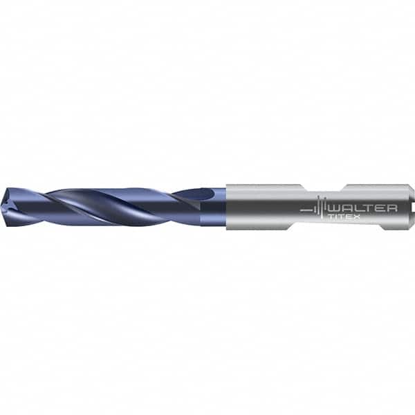 Walter-Titex - 3.3mm 140° Solid Carbide Screw Machine Drill Bit - Right Hand Cut, 20mm Flute Length, 62mm OAL, Straight Shank with Weldon Flat, Through Coolant - Exact Tooling