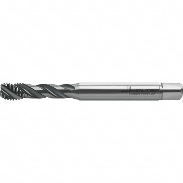 Walter-Prototyp - M3x0.50 Metric 3 Flute 6HX Semi-Bottoming Spiral Flute Tap - High Speed Steel, TiCN Finish, 57.25mm OAL, Right Hand Flute, Right Hand Thread, Series TC121 - Exact Tooling