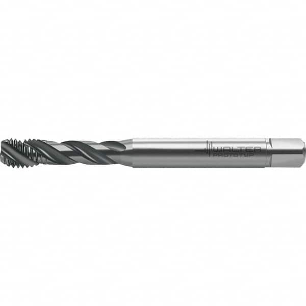 Walter-Prototyp - M3x0.50 Metric 3 Flute 6HX Semi-Bottoming Spiral Flute Tap - High Speed Steel, TiAlN Finish, 57.25mm OAL, Right Hand Flute, Right Hand Thread, Series TC121 - Exact Tooling