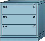 Table-Standard Cabinet - 3 Drawers - 30 x 28-1/4 x 30-1/8" - Single Drawer Access - Exact Tooling