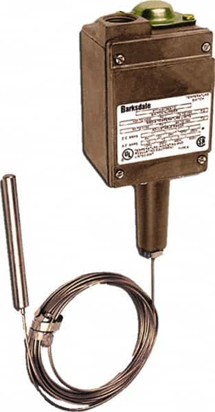 Barksdale - 150 to 350°F Remote Mount Temperature Switch - 3/8 x 4-1/16 Capillary, 304 Stainless Steel, ±1% of mid-60% of F.S. - Exact Tooling