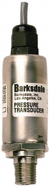 Barksdale - 300 Max psi, ±0.25% Accuracy, 1/4-18 NPT (Male) Connection Pressure Transducer - 30mV Full Scale (3mV/V) Output Signal, Unshielded Jacketed Cable - 1m Wetted Parts, 1/4" Thread, -40 to 185°F, 15 Volts - Exact Tooling