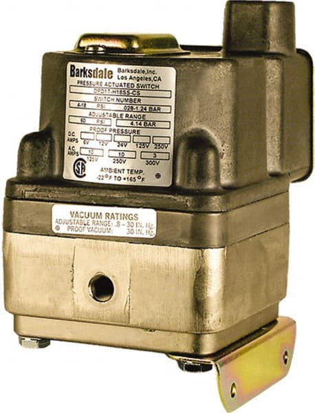 Barksdale - 1.5 to 150 psi Adjustable Range, 300 Max psi, Differential Pressure Switch - 1/8 NPT Female, 18in Free Leads, 2 x SPDT Contact, 300SS Wetted Parts, 0.5% Repeatability - Exact Tooling