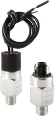 Barksdale - 20 to 120 psi Adjustable Range, 9,000 Max psi, Compact Pressure Switch - 7/16-20 UNF SAE, 18in Free Leads, SPST/ NO Contact, Brass Wetted Parts, 4% Repeatability - Exact Tooling