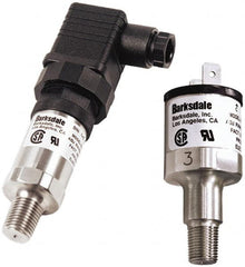 Barksdale - 100 to 1,000 psi Adjustable Range, 6,000 Max psi, Compact Pressure Switch - 1/4 NPT Male, DIN 43650, Without Plug, SPST/ NO Contact, SS Wetted Parts, 8% Repeatability - Exact Tooling