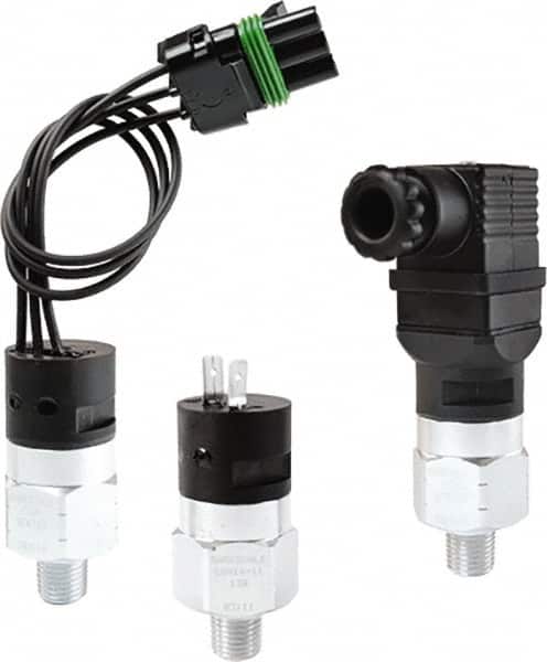 Barksdale - 75 to 300 psi Adjustable Range, 9,000 Max psi, Compact Pressure Switch - 1/4 NPT Male, DIN 43650A, SPDT Contact, Brass Wetted Parts, 3% Repeatability - Exact Tooling