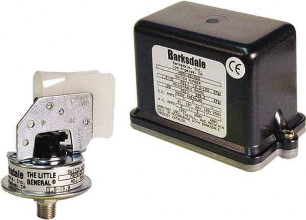 Barksdale - 10 to 100 psi Adjustable Range, 150 Max psi, Low Pressure Vacuum Switches - 1/8 NPT Male, Terminals, SPDT Contact, 304SS Wetted Parts, 2% Repeatability - Exact Tooling