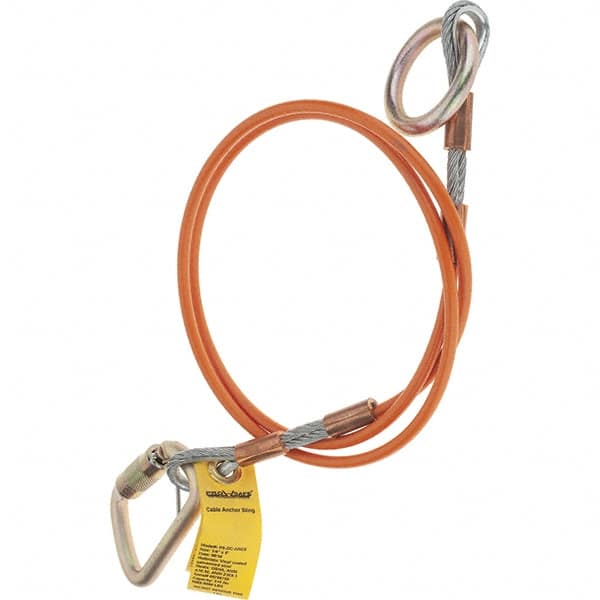 PRO-SAFE - 6' Long, D-Ring Anchor Sling - 350 Lb Capacity, Vinyl Coated Galvanized Steel Cable - Exact Tooling