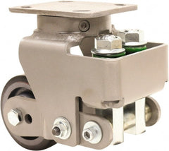 Hamilton - 4" Diam x 2" Wide, Polyurethane Mold on to Cast Iron Center Swivel Caster - 975 Lb Capacity, Top Plate Mount, 4" x 5" Plate, Sealed Precision Ball Bearing Bearing - Exact Tooling
