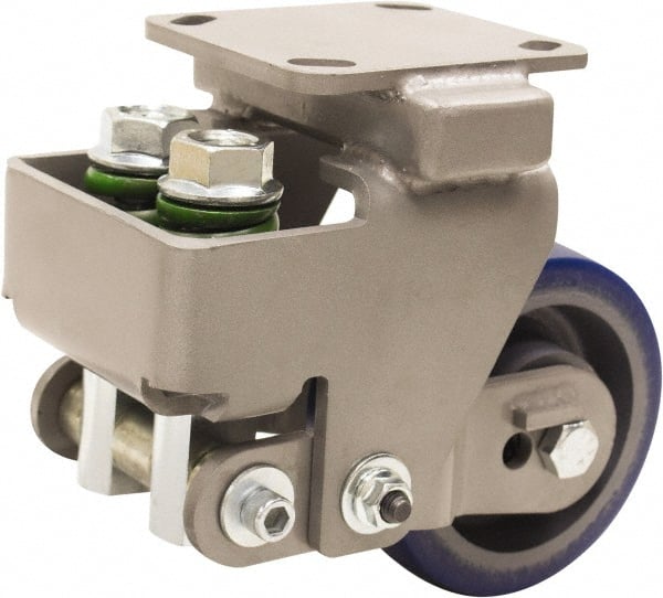 Hamilton - 5" Diam x 2" Wide, Polyurethane Mold on to Cast Iron Center Rigid Caster - 960 Lb Capacity, Top Plate Mount, 4" x 4-1/2" Plate, Sealed Precision Ball Bearing Bearing - Exact Tooling