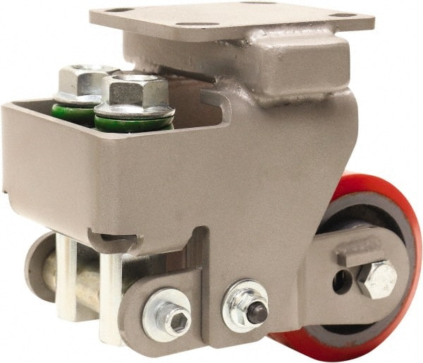 Hamilton - 4" Diam x 2" Wide, Polyurethane Mold on to Cast Iron Center Rigid Caster - 900 Lb Capacity, Top Plate Mount, 4" x 4-1/2" Plate, Sealed Precision Ball Bearing Bearing - Exact Tooling