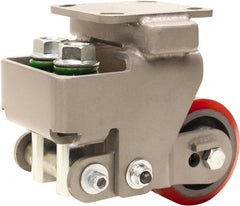 Hamilton - 4" Diam x 2" Wide, Polyurethane Mold on to Cast Iron Center Rigid Caster - 900 Lb Capacity, Top Plate Mount, 4" x 4-1/2" Plate, Sealed Precision Ball Bearing Bearing - Exact Tooling